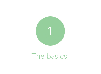 Green circle with white number 1 inside. 'The basics' written below